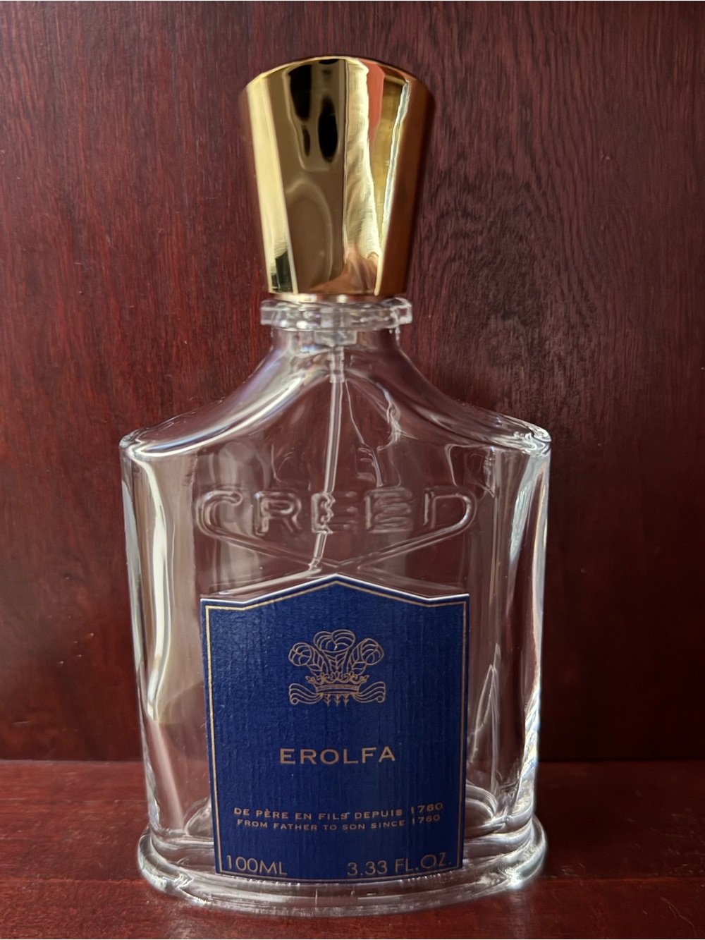 Creed Erolfa Men Bath & Body Spray — Clear Bottle with Blue Label EMPTY BOTTLE